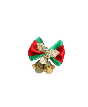 【拼色金叶】铃铛吊饰小蝴蝶结 DIY圣诞树挂件 10个装