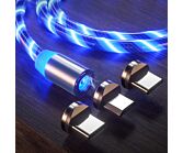 LED colorful streamer luminescent magnetic suction data cable (blue streamer line + three heads)