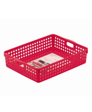 Plastic Basket Tidy Storage Office Household School A4 Stationary - Rose