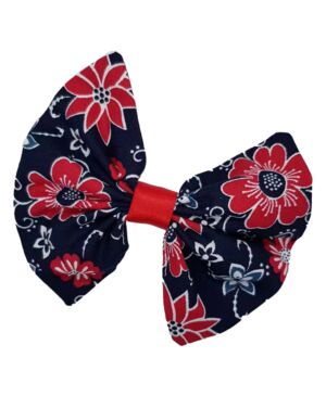 Navy and red flower christmas hairpin（Handmade in UK）