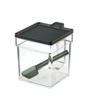 Clear Seasoning Pot with Spoon Black