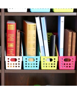 Plastic Basket Storage Organiser A4 Documents Storing Stand - Blue