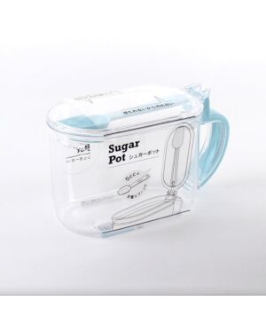 Clear Pot with Spoon Blue