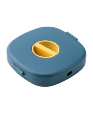 [Blue] Rotating multi-function data cable storage box with mobile phone holder