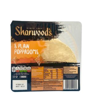 Sharwoods 8 plain Puppodom Ready To Eat 72g