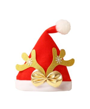 [Children]Gold velvet golden antler Christmas hat