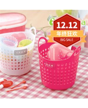 【12.12 Special offer】Small Plastic Basket Container Desk  Organizer Decor Stationery Storage Basket - White